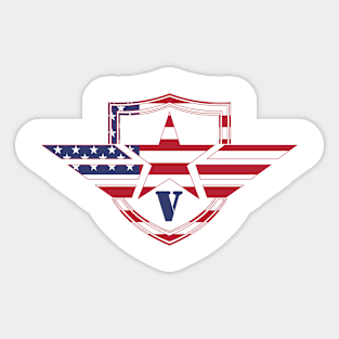 Letter V American Flag Monogram Initial Sticker